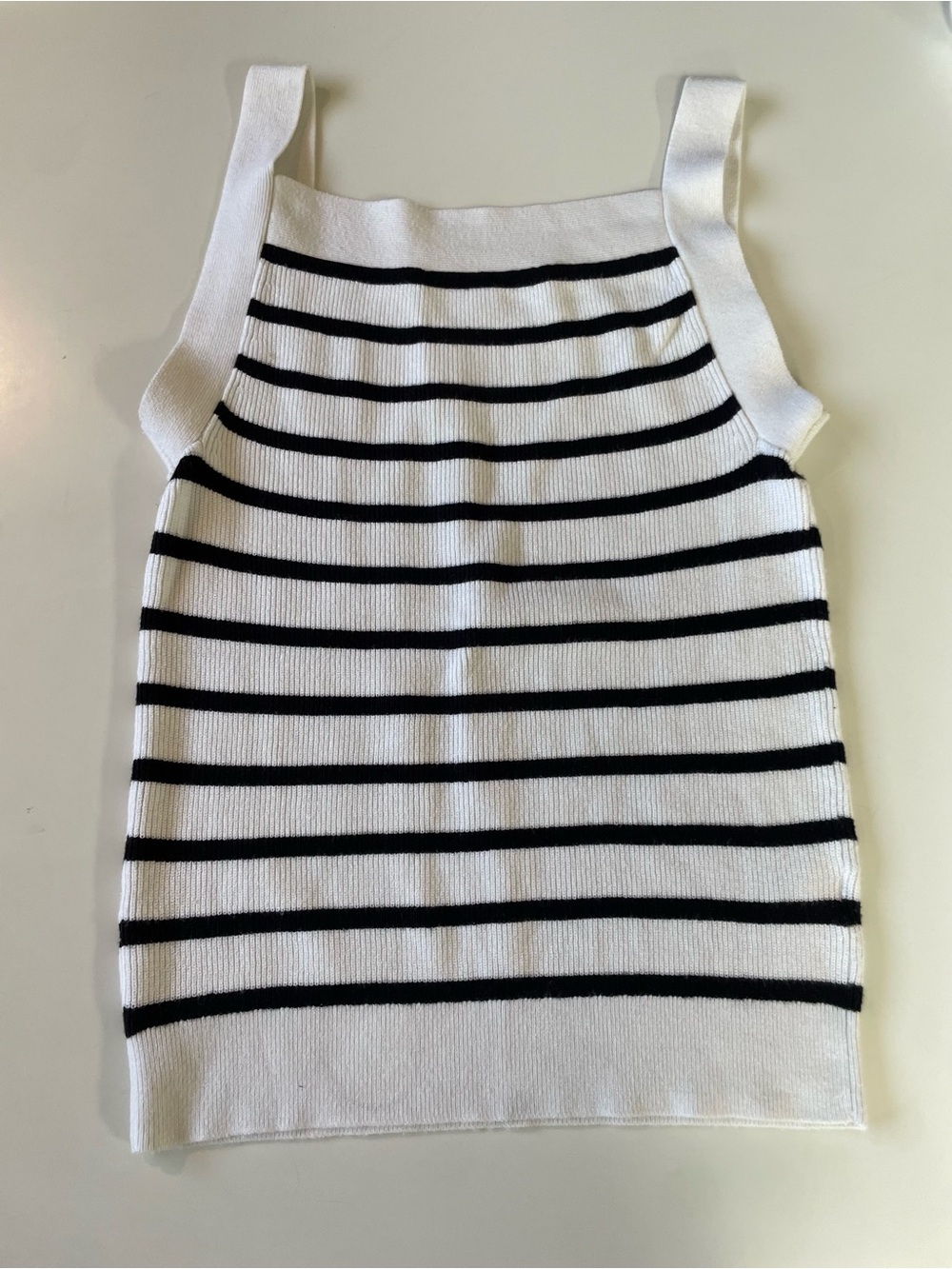 Striped Knit Tank Top in White and Black